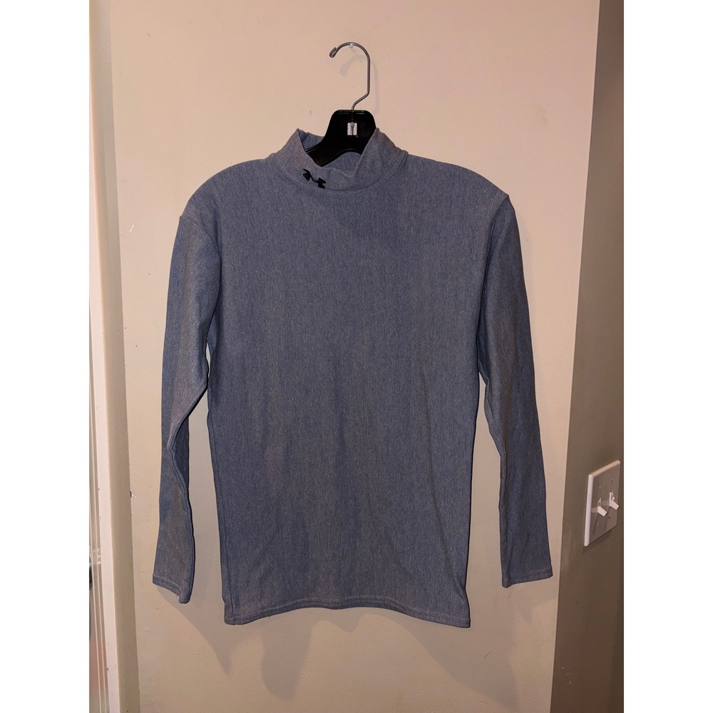 Under Armour ColdGear Mock Neck Long Sleeve Top Heather Blue Gray MD
